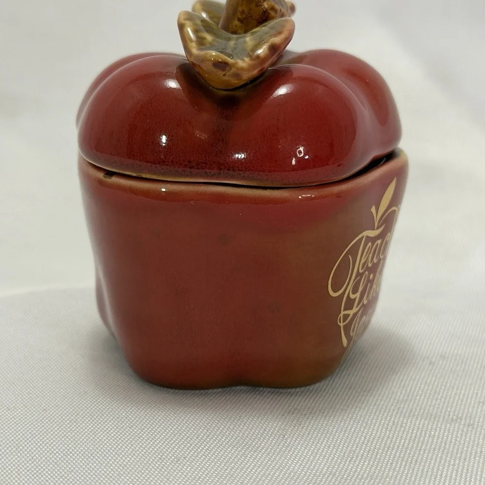 Christian Apple Trinket Box Candle Holder Faith Decor Teacher Gift‎ Apple Jar